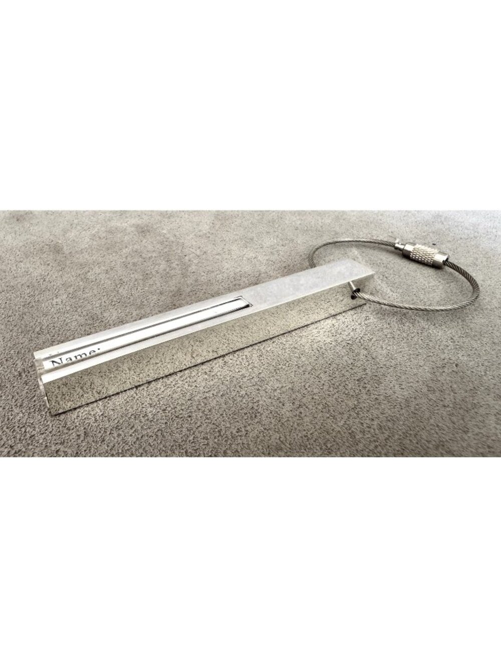 Vintage I-BEAM BENJAMIN EDGAR Steel 3.5" KEY CHAIN Luggage Tag Paper ID Insert